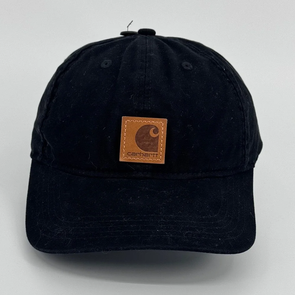 Carhartt Force Cap Black Adjustable Twill Leather Patch Hat‎ OS AH0289